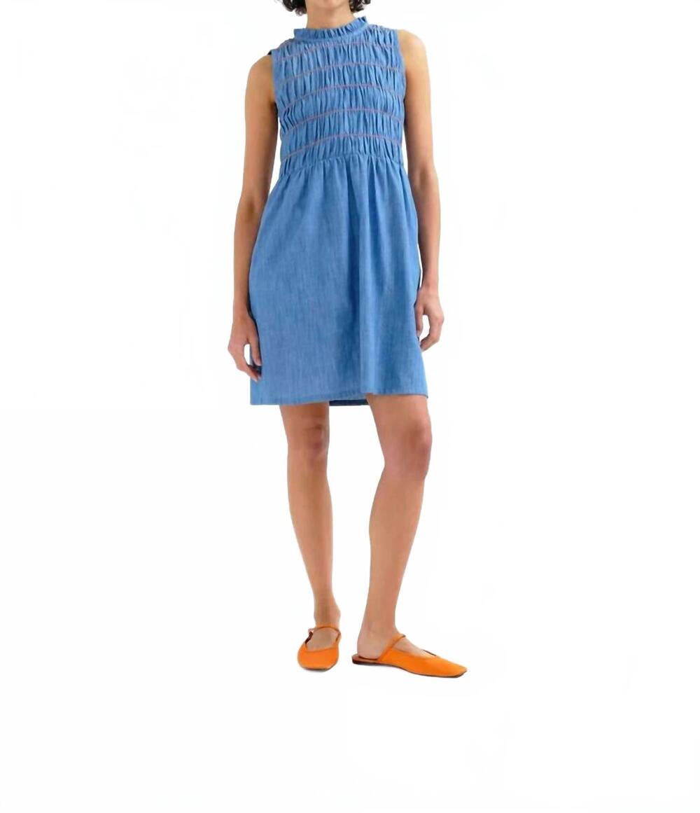 NEW COMPANIA FANTASTICA chambray short dress in light blue
